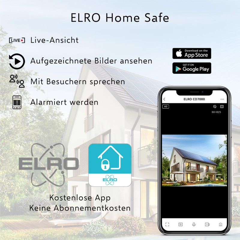 ELRO CO7000 WiFi IP Security Camera Full HD 1080P Outdoor