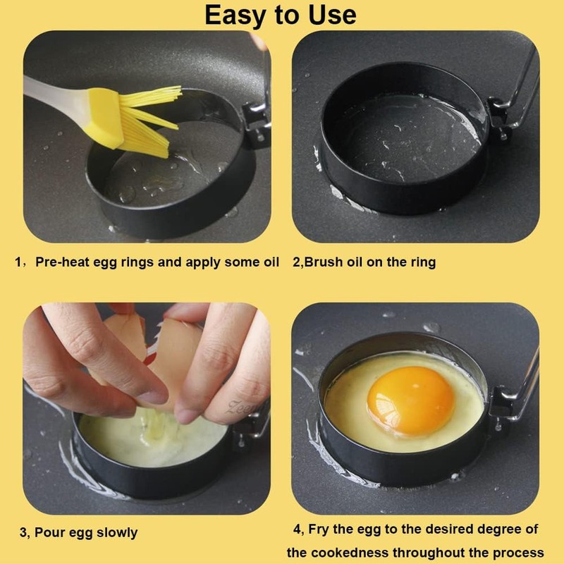 Yubng 3 inch Stainless Steel Egg Rings for Egg Mcmuffins,