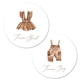Boho Baby Clothes Pegatinas de revelación de género - 40 etiquetas (20 de cada diseño)