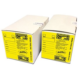 (2) Two Pack - Genuine Versa-tag Key Tags, Self-Protecting (2 Boxes) (250 Tags Per Box with Metal Rings) by Versa-Tags (Yellow)