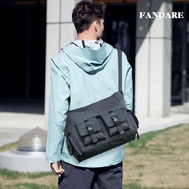 FANDARE Ultralight Shoulder Bag Men's Shoulder Bag Hanging Bag Women's Travel Bags Hand Luggage Work Bag Suitable for 15.6 Inch Tablet for Hanging Leisure Work Office Messenger Bag Black, black,