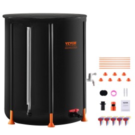 R&D Hardware 100 Gallon Collapsible Rain Barrel - Heavy Duty PVC Rain Catcher with Spigots an - 100 Gal