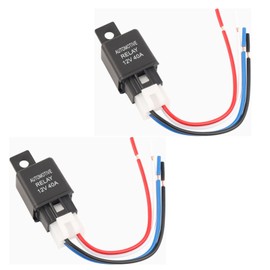 Relay Set of 2 12V 40A 4 Pole Relay Car Relay with Socket and Harness High Temperature Resistant Flame Retardant for Automotive Air Conditioner Compressor