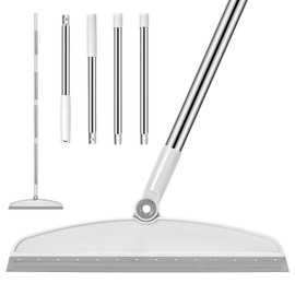 Multifunction Magic Broom, 54 Inch Adjustable Long Handle Silicone Floor Squeegee, Sweep and Scrape 2 in 1 Household Cleaning Broom for Floor, Bathrooms, Kitchens, Showers, Pet Hair, Glass,White