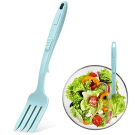 10 in 1 Silicone Flexible Fork 11 Inch Cooking Tools and Utensils Heat Resistant Cooking Fork Dishwasher, Mixes Ingredients, Mashes Food, Whisks Eggs, Baking, Mixing Made Easy (Lake Blue)