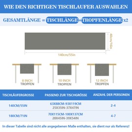 Autumn Table Runner, 40 x 140 cm, Pumpkins Tablecloth, Autumn, Modern/Summer, Autumn Decoration, Indoor and Outdoor Seasonal Kitchen Table Decoration, Thanksgiving/Christmas Party Decoration