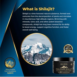 SILK ROAD ORGANICS Pure Himalayan 60 Gram Shilajit Hard Resin with Fulvic Acid and 85+ Trace Minerals for Metabolism, Immune System Support, Energy & Focus | Measuring Spoon
