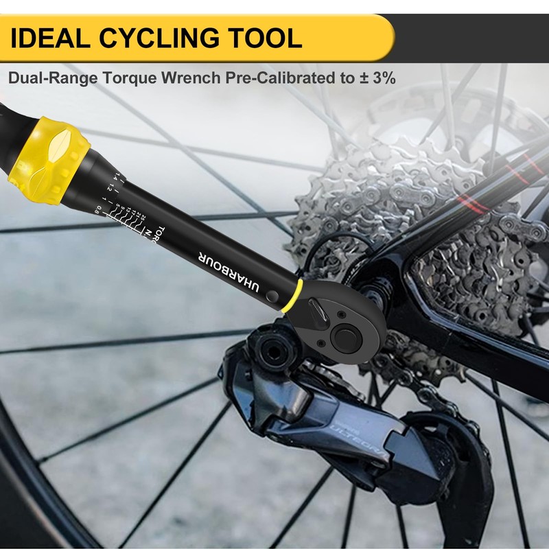 Uharbour 1/4" 3-25Nm Bicycle Torque Wrench 0.1Nm Micro Lock ±3%