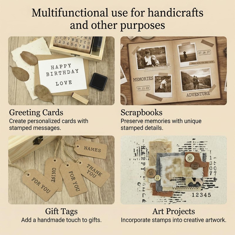 houlishu 36 Pcs Alphabet Number Stamps - Wooden Rubber Vintage