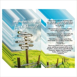 Kerosly 200 Pcs “Find Peace” Gospel Tract Cards – Double-Sided Bible Verse Postcards with Scenic Road Sign Design, Christian Evangelism Scripture Cards for Faith Outreach & Church Gifts