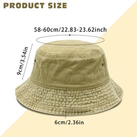 FUIPVGI Bucket Hat, Fishing Hat, Outdoor Bucket Hat, Wide Brim Washed Denim Cotton Sun Hat, Foldable Summer Hat, Fishing Hats, Leisure Hat, for Fishing, Hiking, Beach Sports, Camping, Travel (Khaki