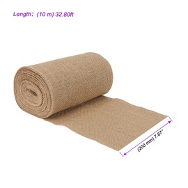 JOIKIT 20cm x 10m Natural Hessian Fabric Roll, Woven Jute Fabric Burlap Table Runner for Arts, Crafts, Decorative Collages
