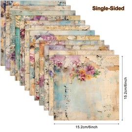 Vintage Floral Scrapbook Paper Pad Flower Patterned Paper 6×6,24 Sheets Single-Sided Scrapbooking CardStock Papers Pad for Holiday Cardmaking DIY Origami Journaling.