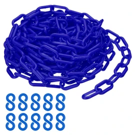 PATIKIL Plastic Chain,25 FEET Safety Barrier Chain for Crowd Control, 1/4inch(6mm) Blue Plastic Chains Links for Queue Lines, Parking, Fences, Gate, Concerts, and Decoration