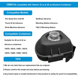 15985 2-Part Lid for Vitamix Advance Container 48 Oz & 32 Oz, Replacement Blender Cover Compatible with Vitamix The Quiet One, BarBoss, Drink Machine Advance Blender Top Lid