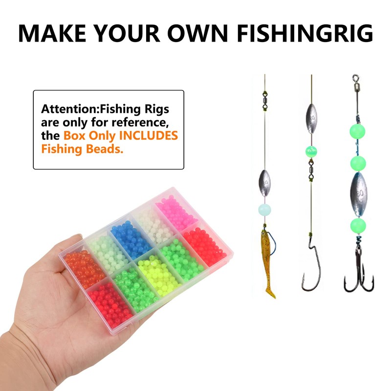 XuuHaa 1000PCS Fishing Beads Assorted Set, Premium 5mm Round Float
