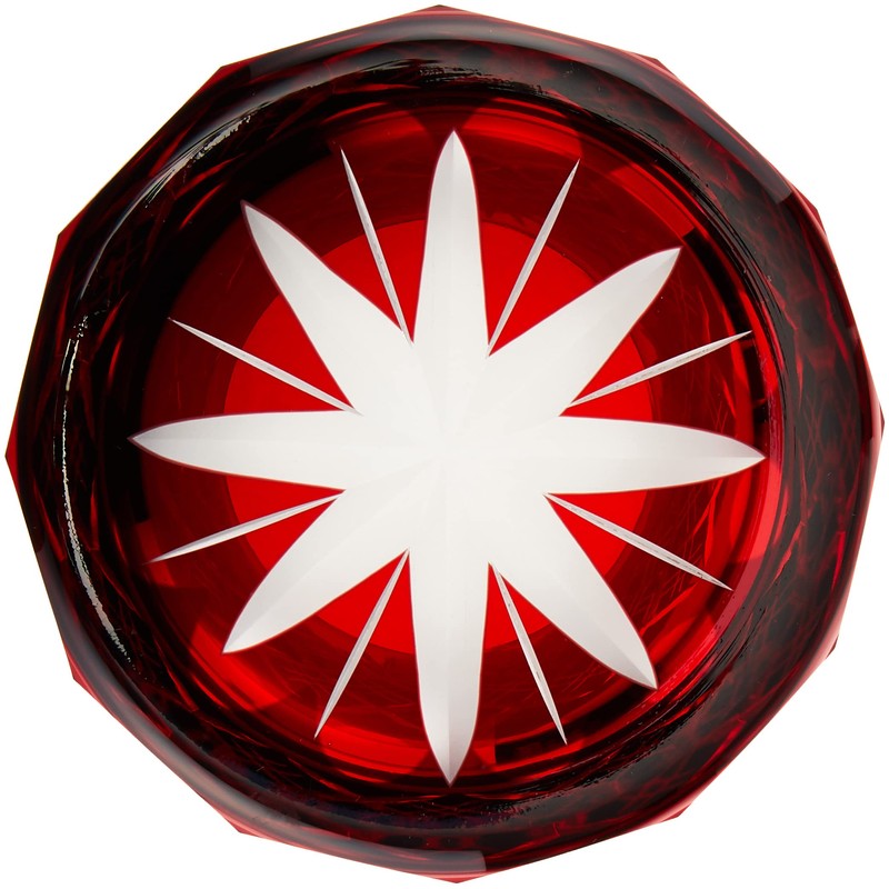 Tajima Glass TG04-24-1R Tajima Glass, Edo Kiriko Layered Yarachi, Chrysanthemum,