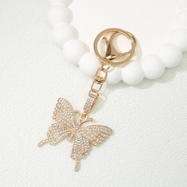Butterfly Keychain for Women, Gold or Silver Rhinestone Butterfly Key Ring for Purse, Handbag, Car Keys, Elegant Bag Charm-gold