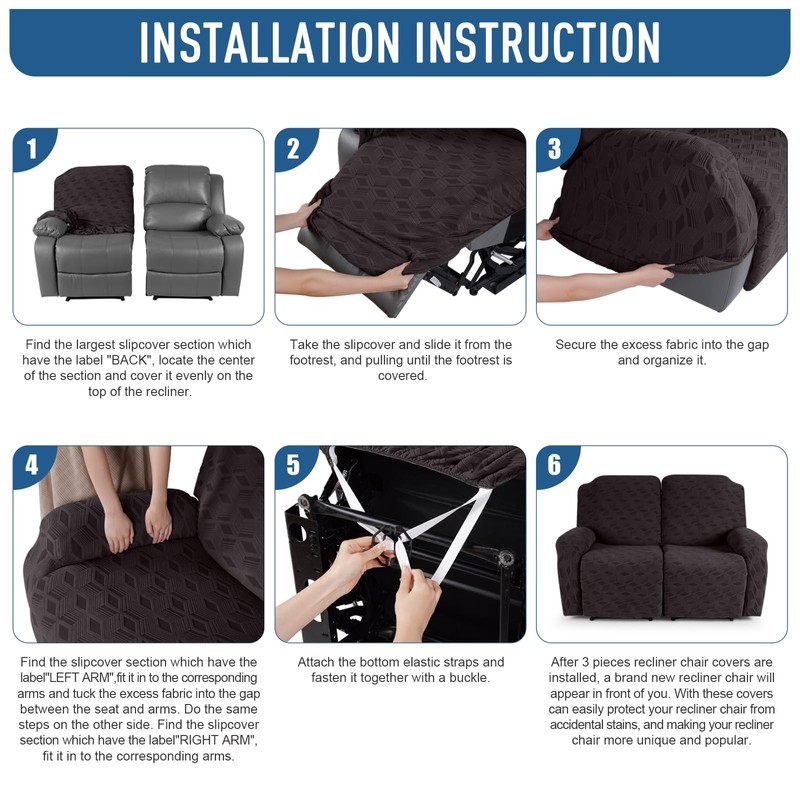 TAOCOCO Recliner Loveseat Cover, Stretch Jacquard Reclining Loveseat Cover Furniture