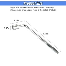 Tuxihapp 19mm Car Spare Tire Lug Wrench, L-Type Heavy Duty Steel Tire Replacement Tool with Hexagon Socket and Slotted End, Universal Motorcycle Car Emergency Repair Wrench for Jack& Maintenance(19MM)