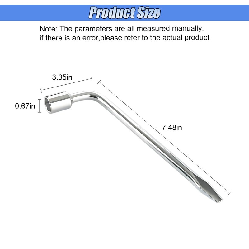 Tuxihapp 19mm Car Spare Tire Lug Wrench, L-Type Heavy Duty
