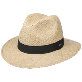 Lipodo Mantigo Traveller Raffia Hat Women/Men - Made in Italy - Traveller Hat Made of 100% Raffia Straw - Straw Traveller with Plain Hat Band - Unisex Straw Hat Spring/Summer, natural