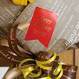 HAPPY BIRTHDAY Gift Stickers, Ribbon Shape, Red, (60 Pieces) MSY-2S