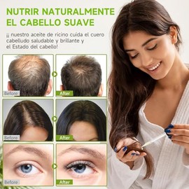 SADOWAY Aceite de Ricino Orgánico para Cabello Seco y Maltratado, Cabello Visiblemente Más Suave, Brillante y Saludable, Cuidado para Pestañas, Cejas 