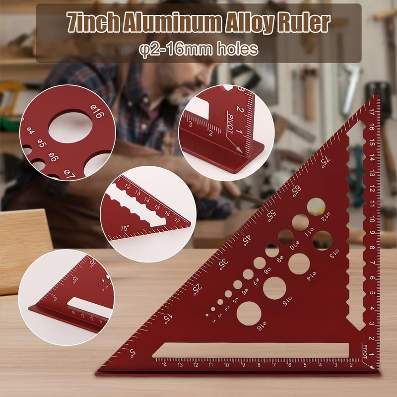 Cartlant Speed Square with 3D Multi Angle Measuring Ruler, 7