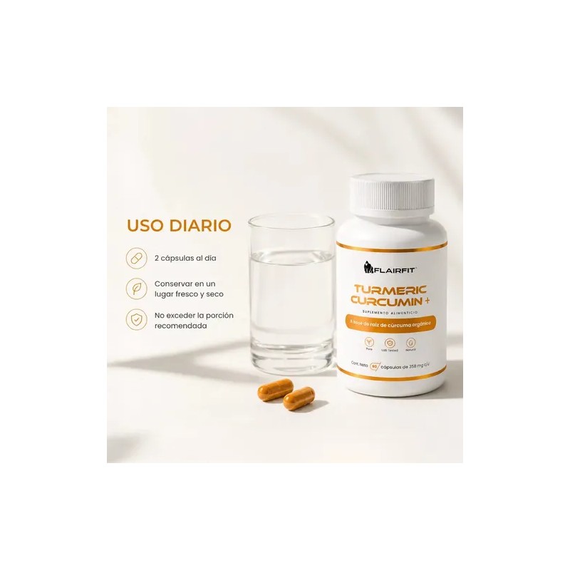 Flairfit® Cúrcuma (Turmeric) 60 cápsulas | Suplemento alimenticio | Antioxidante