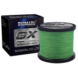 RIKIMARU Braid Pro 8X (Fluo-Green, 40LB(0.30mm)-1000Yds)