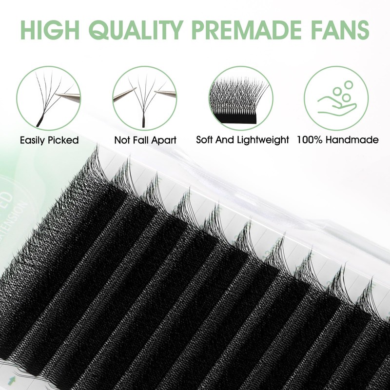 Natuhana Eyelash Extensions, 0.07 D Curl, 9 mm Volume, W-Shaped,