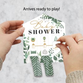 Big Dot of Happiness Boho Botanical Baby - Greenery Baby Shower Game Pickle Cards - Pull Tabs 3-in-a-Row - Set of 12