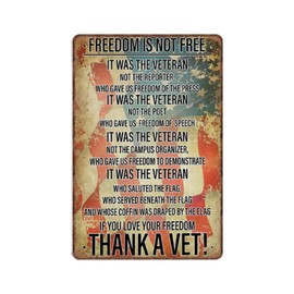 UOAIUDT Veterans Poster Metal Sign If You Love Your Freedom Thank A Vet Retro Veterans Day Decor Tin Sign Plaque For Garage Man Cave Office Home Coffee Bar Wall Decor 12x18 Inch