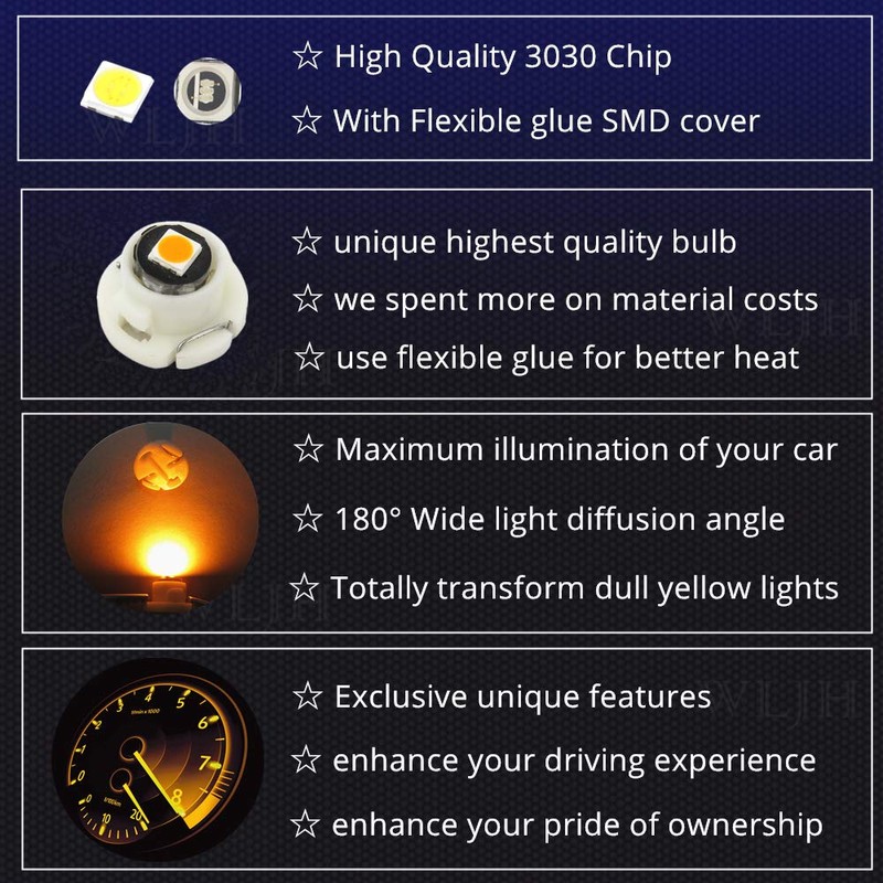 WLJH Yellow Climate Control Panel Lights A/C Dashboard Dash Heater