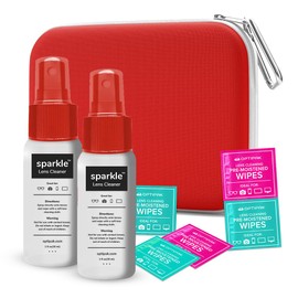 Sparkle Anti-Reflective Safe Lens Cleaner Spray Kit - (2) 1oz Glasses Cleaner Spray, (5) Pre-Moistened Lens Wipes & (1) Multipurpose Pouch for Eyeglasses, Lenses & Camera Cleaning Kit (8 Piece Set)