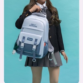 eaonitu Kawaii Backpack with Cute Pendant Accessories Aesthetic Casual Travel Backpack Unisex 20L (blue)