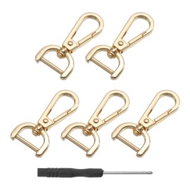 uxcell 1 Set Detachable Snap Hooks, 0.59" D Ring Swivel Clasp for Purses Push Gate Lobster Claw Clasps Fashion Clip Purse Making with Screwdriver, Gold