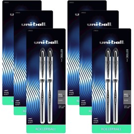 Vision (12 Pack) Elite Uni-ball Rollerball Pen Set Black Ink 0.8mm Bold Point Precise