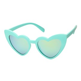 ShadyVEU Trendy Heart Shaped Love Colorful Baby Girl Toddler Ages 2-6 Yrs. Oversize Kids Sunglasses (Teal, Teal Mirror)