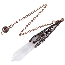 mookaitedecor Natural Crystal Point Pendant for Divination Dowsing Healing Reiki Chakra Meditation - Rock Crystal