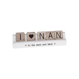 Scrabble Sentiments I Love Nan To The Moon Wooden Scrabble Table Plaque Gift 310252