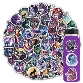 100 Pack Wolf Stickers,Wolf Decals for Kids Teens Girls,Wolf Gifts Vinyl Waterproof Wolfs Stickers for Water Bottle Laptop