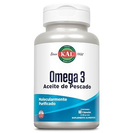 KAL Omega 3 (60 Cápsulas de gel) de aceite de pescado molecularmente purificadas, Garantía Clear quality (absorción en 30 min).