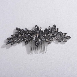 Teyglen Simple Full Rhinestone Crystal Wedding Hair Comb Bridal Grey Crystal Hair Comb Rhinestone Hair Accessories for Women Bride Hair Piece(Grey)