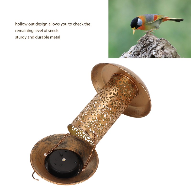 Hanging Bird Feeder Solar Powered Light Hollow Design Sturdy Stable