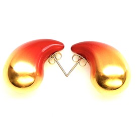 GAhrïelle Studio Teardrop Earring Set Dupes Lightweight Chunky Gold Hoop Earrings for Women, Hypoallergenic Earring Fashion Jewelry for Women (MEDIUM, OMBRE RED)
