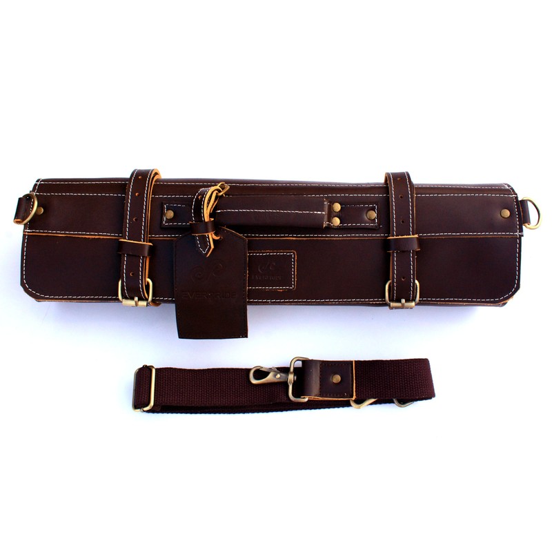EVERPRIDE Brown Leather and Suede Knife Roll