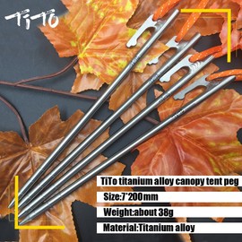 TiTo High Strength Titanium Alloy Tent Stakes for Canopy Camping Tent DIA7x200mm