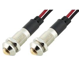 Alpinetech PL8B-A 8mm 5/16" Amber 12V LED Metal Signal Indicator Pilot Dash Light (Pack of 2)